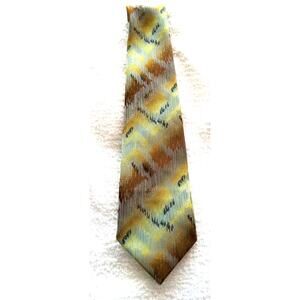 Neck Tie VTG 50s Wembley Green Abstract Light Olive Sheen Tie 54" x 3.5"